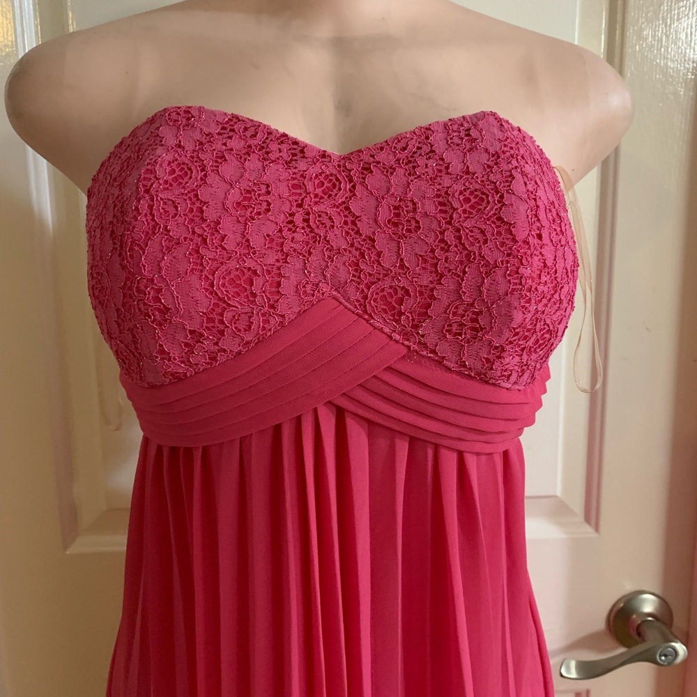 COPY - Women’s junior pink strapless pleated high- low maxi lace top dress size… - Picture 5 of 12